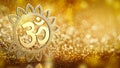 The gold ohm hindu symbol on luxury broken for background concept 3d rendering